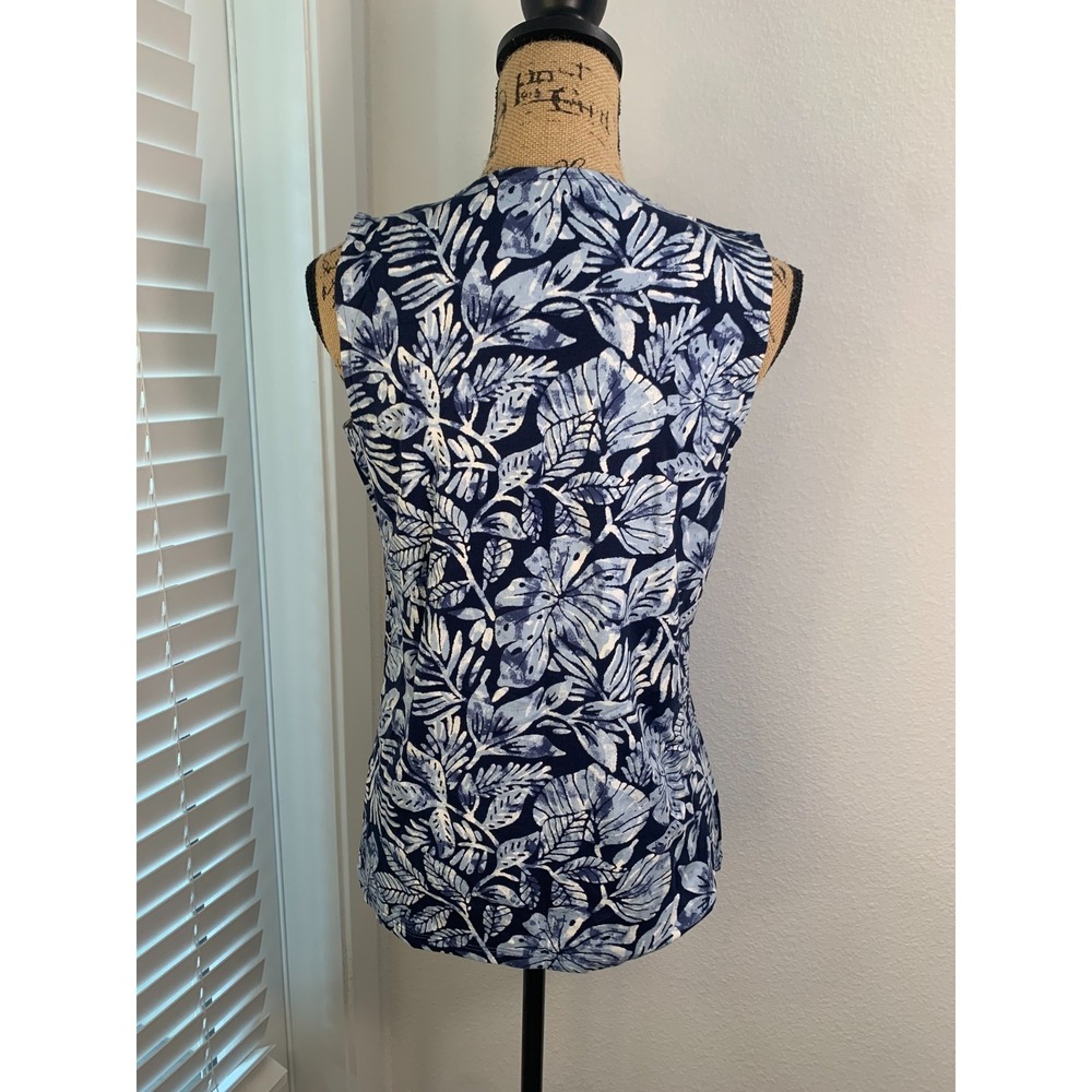 (C-82) QVC d&co Beach 2Pc Set Cardigan‎ & Tank Top Blue Floral Women S - Picture 5 of 14